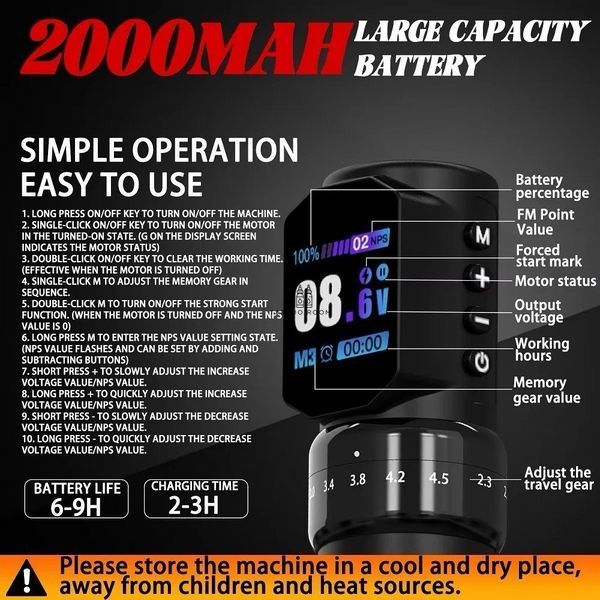 Беспроводная тату машинка Inkflex FY04 Black  фото