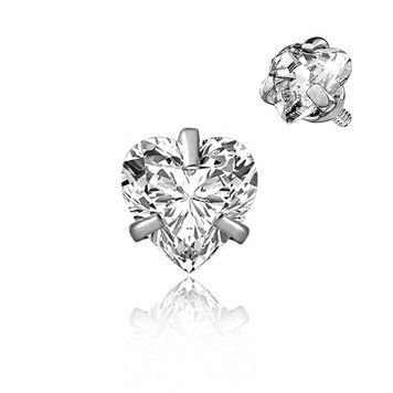 Накрутка титановая Heart CZ 3мм   фото