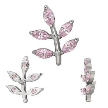 Накрутка титановая Marquise CZ  Leaf Pink  фото