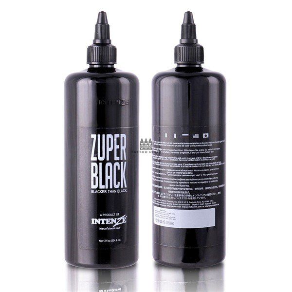 Чорна тату фарба Zuper Black 12 OZ Intenze (360 мл.)  фото